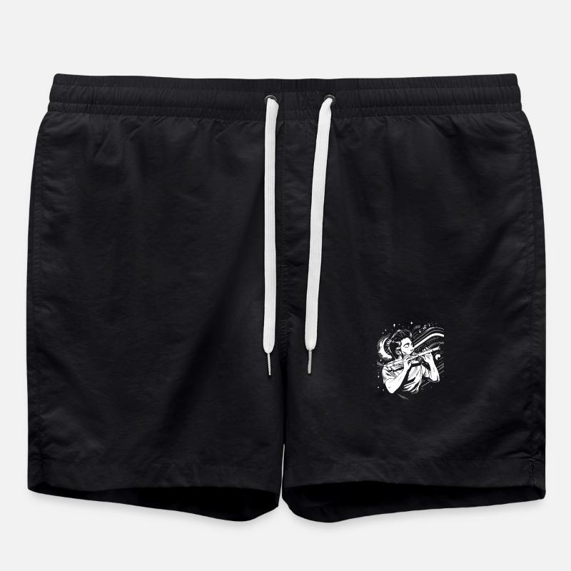 Flutist Drawing - Swim Trunks - black