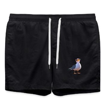 Möwe Strand Meer Nordsee Ostsee Silbermöwe Möwen - Badeshorts - Schwarz - Vorne - AI Model Male 185 light (185cm)