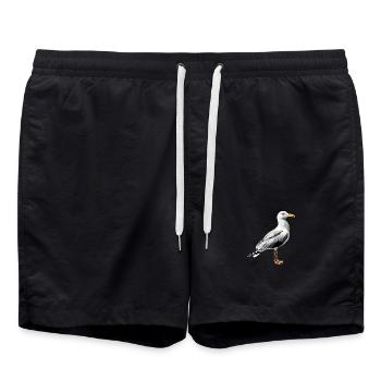 Möwe Strand Meer Nordsee Ostsee Silbermöwe Möwen - Badeshorts - Schwarz - Vorne - AI Model Male 185 light (185cm)