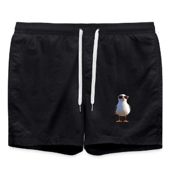 Möwe Strand Meer Nordsee Ostsee Silbermöwe Möwen - Badeshorts - Schwarz - Vorne - AI Model Male 185 light (185cm)