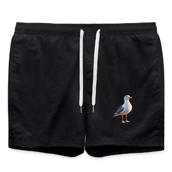 Möwe Strand Meer Nordsee Ostsee Silbermöwe Möwen - Badeshorts - Schwarz - Vorne - AI Model Male 185 light (185cm)