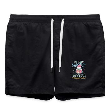 i m not short i m just more down to earth owl - Badeshorts - Schwarz - Vorne - AI Model Male 185 light (185cm)
