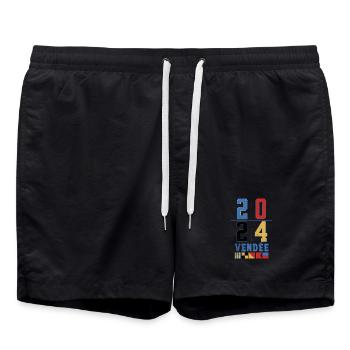 Design régate globe Année 2024 Vendée  - Short de bain - noir - Devant - AI Model Male 185 light (185cm)