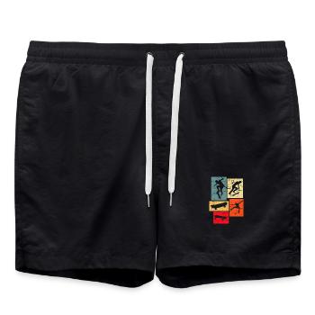 Skateboard Rétro - Short de bain - noir - Devant - AI Model Male 185 light (185cm)