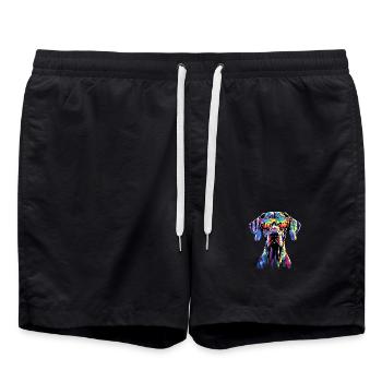 Deutsche Dogge Hatzrüde Saupacker Große Doggen - Badeshorts - Schwarz - Vorne - AI Model Male 185 light (185cm)