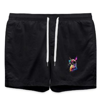 Chat siamois Chat siamois Chat siamois Chat siamois Chats siamois - Short de bain - noir - Devant - AI Model Male 185 light (185cm)