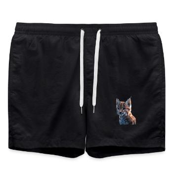 Luchs Lynx Wildkatze Raubkatzen Katzen Süße Luchse - Badeshorts - Schwarz - Vorne - AI Model Male 185 light (185cm)