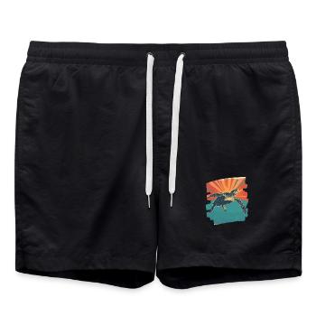 Tortue de mer rétro - Short de bain - noir - Devant - AI Model Male 185 light (185cm)