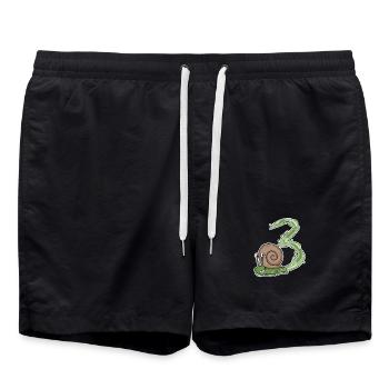 Drei 3 - Nummer 3 - Zahl 3 Geburtstag Schnecke - Badeshorts - Schwarz - Vorne - AI Model Male 185 light (185cm)