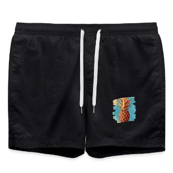 Ananas - Badeshorts - Schwarz - Vorne - AI Model Male 185 light (185cm)