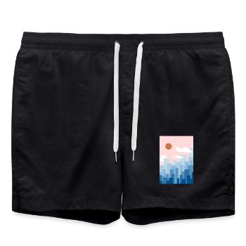 Skyline rosa - Badeshorts - Schwarz - Vorne - AI Model Male 185 light (185cm)