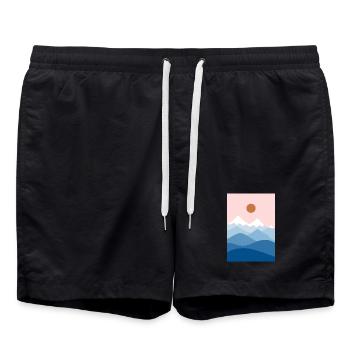 Berglandschaft rosa - Badeshorts - Schwarz - Vorne - AI Model Male 185 light (185cm)