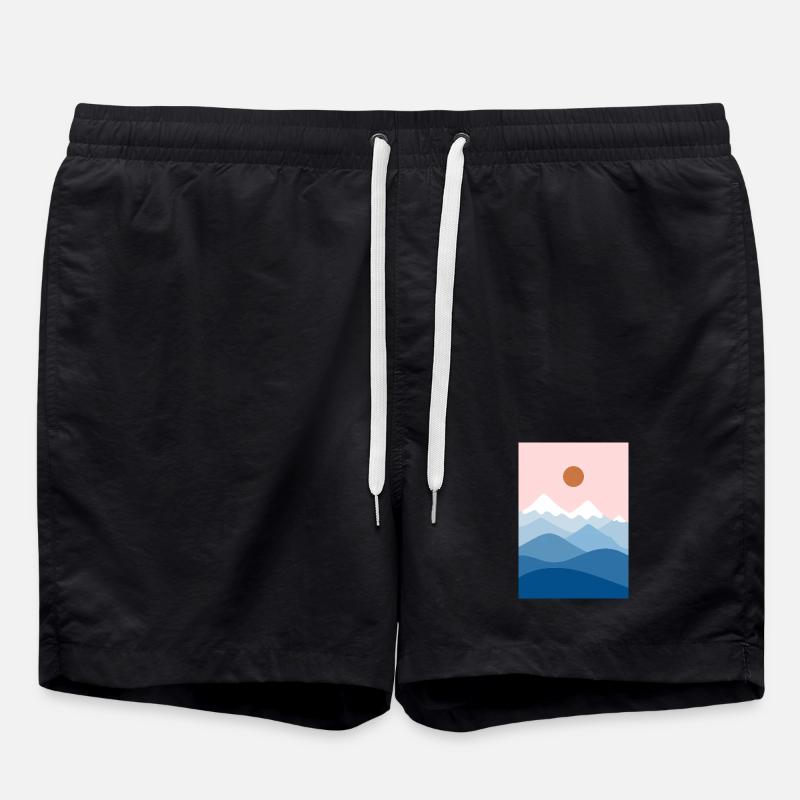 Mountain landscape pink - Swim Trunks - black
