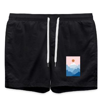 Berglandschaft 2 - Badeshorts - Schwarz - Vorne - AI Model Male 185 light (185cm)