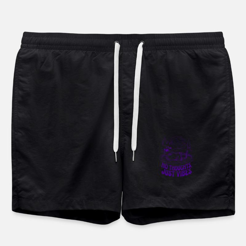 No Thoughts Just Vibes Chill Capybara - Swim Trunks - black