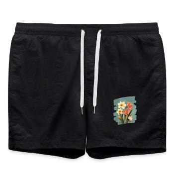 Printemps Printemps Début Fleur Fleurs - Short de bain - noir - Devant - AI Model Male 185 light (185cm)