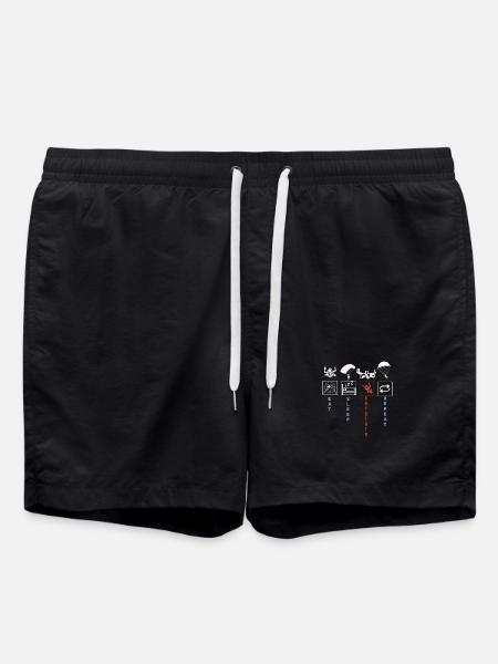 Dynamic Skydiver Silhouette Illustration - Swim Trunks - black