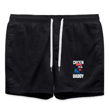 Chicken Daddy Hühner Vatertag Geflügelzüchter Hahn - Badeshorts - Schwarz - Vorne - AI Model Male 185 light (185cm)