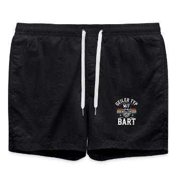 gars avec barbe barbe barbier barbe complète - Short de bain - noir - Devant - AI Model Male 185 light (185cm)