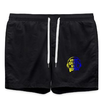 Drop Beats Not Bombs yellow blue - Badeshorts - Schwarz - Vorne - AI Model Male 185 light (185cm)