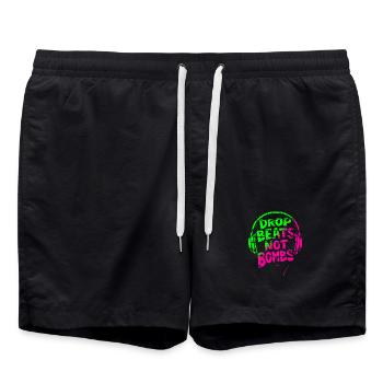 Drop Beats Not Bombs green pink - Badeshorts - Schwarz - Vorne - AI Model Male 185 light (185cm)