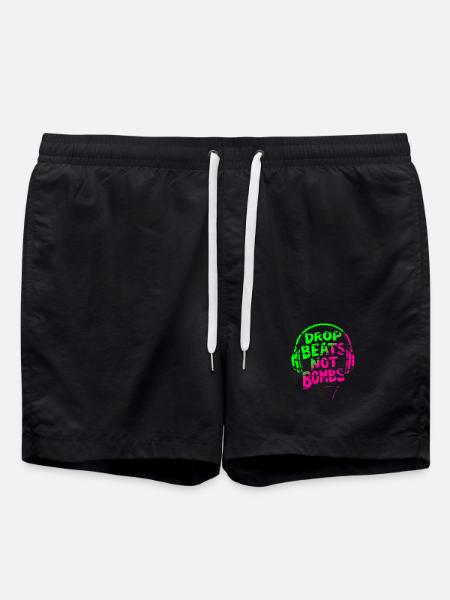 Drop Beats Not Bombs green pink - Swim Trunks - black