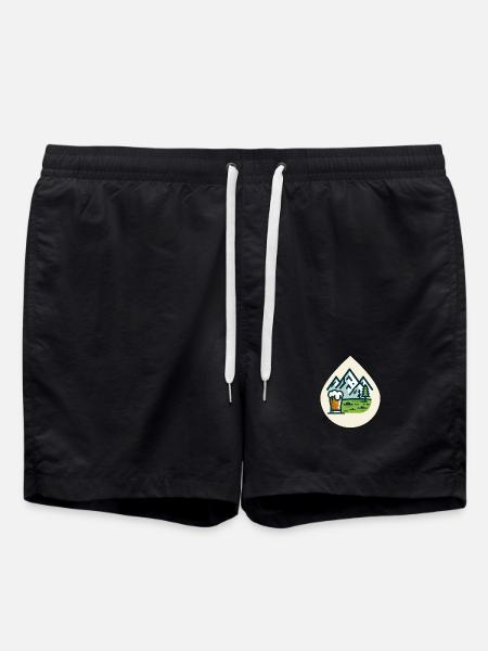 Bergkulisse mit Bierglas - Badeshorts - Schwarz