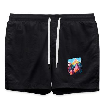 Berge - Badeshorts - Schwarz - Vorne - AI Model Male 185 light (185cm)
