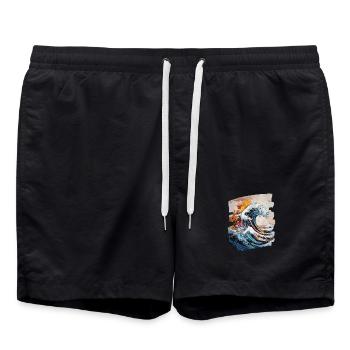 Les vagues et la mer - Short de bain - noir - Devant - AI Model Male 185 light (185cm)