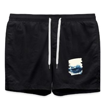 Les vagues et la mer - Short de bain - noir - Devant - AI Model Male 185 light (185cm)