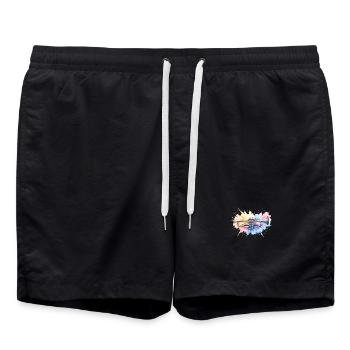 Trompette colorée Aquarelle Aquarelle Peinture Splash - Short de bain - noir - Devant - AI Model Male 185 light (185cm)
