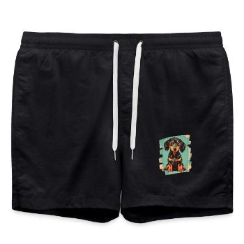 Teckel Dackel - Short de bain - noir - Devant - AI Model Male 185 light (185cm)