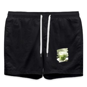 Matcha Latte Lover Thé vert - Short de bain - noir - Devant - AI Model Male 185 light (185cm)