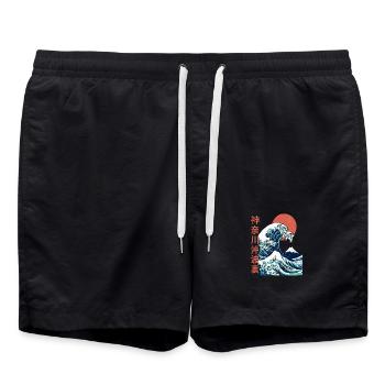La grosse vague au large de Kanagawa - Short de bain - noir - Devant - AI Model Male 185 light (185cm)