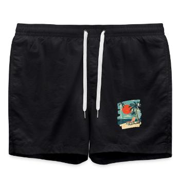 Plage Palmiers Coucher de soleil Été - Short de bain - noir - Devant - AI Model Male 185 light (185cm)