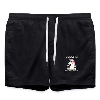 Die Lage ist besäufniserregend - Party Einhorn - Badeshorts - Schwarz - Vorne - AI Model Male 185 light (185cm)