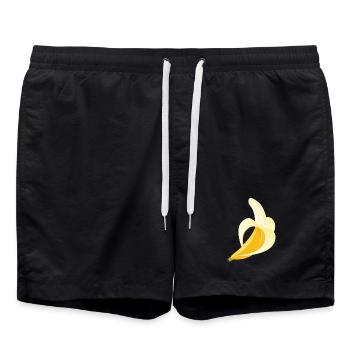 Leuchtend gelbe Banane – geschältes Motiv - Badeshorts - Schwarz - Vorne - AI Model Male 185 light (185cm)
