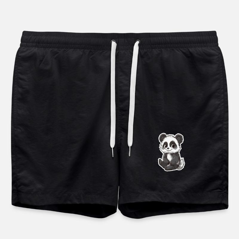 Cute Panda Bear - Swim Trunks - black