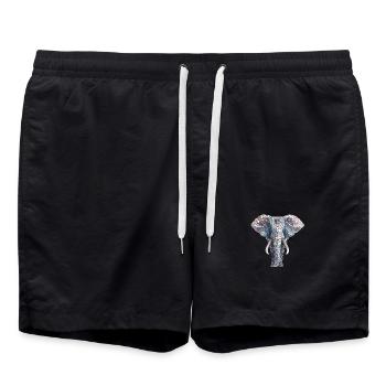Elefant Rüsseltier Afrika Safari Wildnis Elefanten - Badeshorts - Schwarz - Vorne - AI Model Male 185 light (185cm)