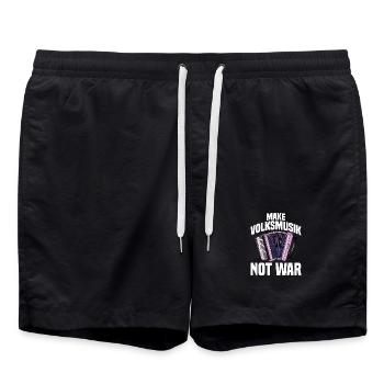 Akkordeon - Make Volksmusik not War - Badeshorts - Schwarz - Vorne - AI Model Male 185 light (185cm)