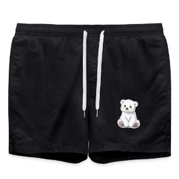 Illustration d’ours polaire – Motif d’animal arctique - Short de bain - noir - Devant - AI Model Male 185 light (185cm)