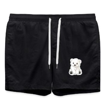 Illustration d’ours polaire – Motif d’animal arctique - Short de bain - noir - Devant - AI Model Male 185 light (185cm)