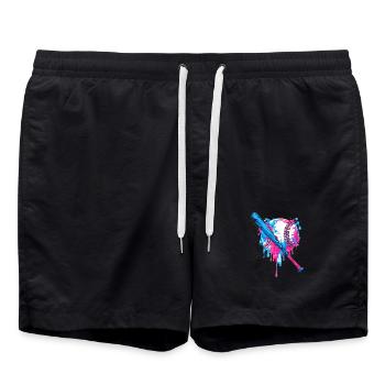 Vibrant baseball heart splash design - Swim Trunks - black - Front - AI Model Male 185 light (185cm)
