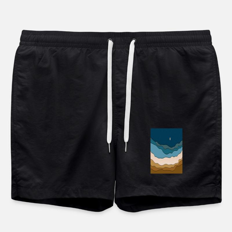 Design abstrait de plage - planche de surf dans l’océan - Short de bain - noir
