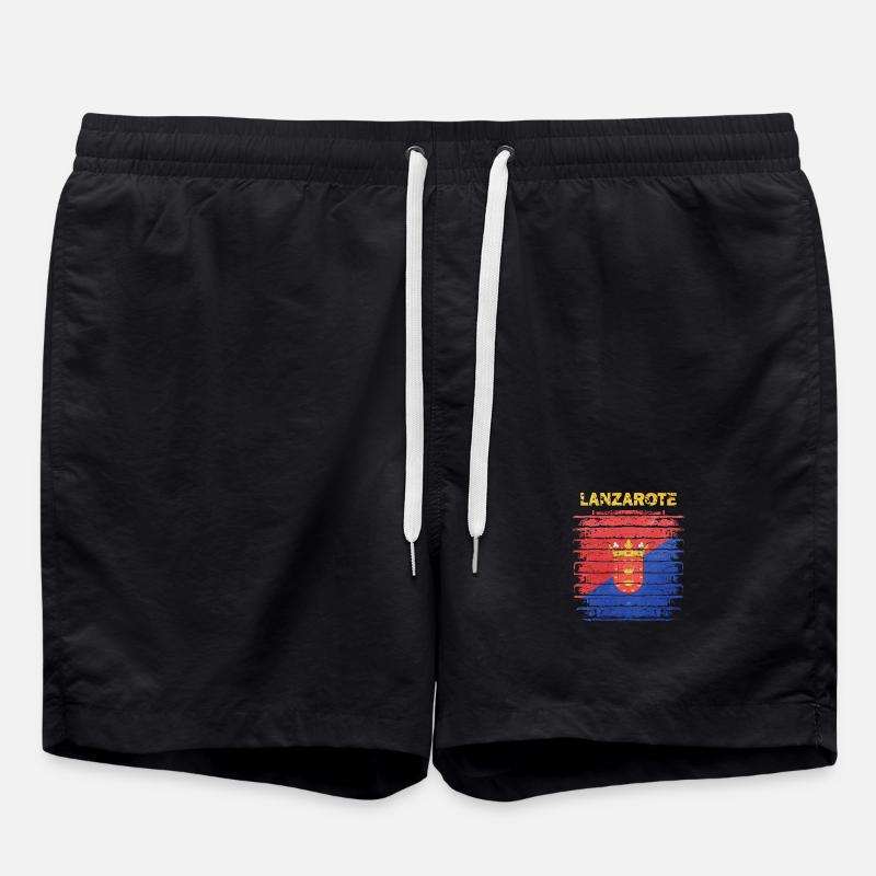 Lanzarote flag design with wave pattern - Swim Trunks - black