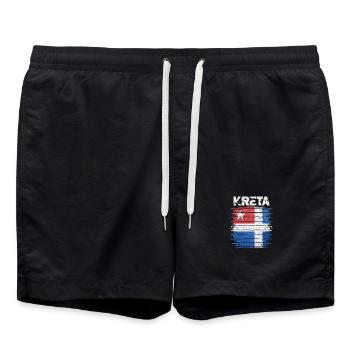 Drapeau de la Crète Impression d’art - Short de bain - noir - Devant - AI Model Male 185 light (185cm)