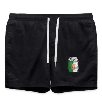 Fuerteventura Wappen Flagge Design - Badeshorts - Schwarz - Vorne - AI Model Male 185 light (185cm)