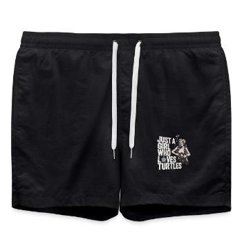 Just a girl who loves turtles - Badeshorts - Schwarz - Vorne - AI Model Male 185 light (185cm)