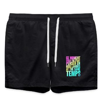 COOL SAYING FOR MULTILINGUALS, INTERNATIONAL - Swim Trunks - black - Front - AI Model Male 185 light (185cm)