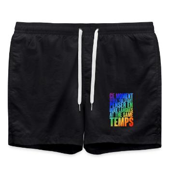 Motif de pensée multilingue en dégradé de couleurs - Short de bain - noir - Devant - AI Model Male 185 light (185cm)
